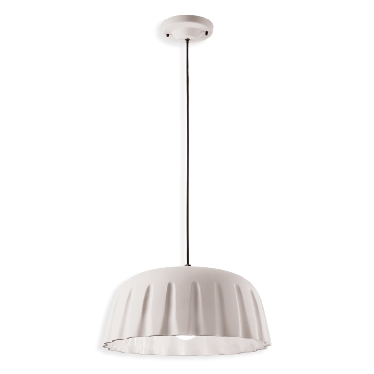 Ferro Luce Madame Grès C2570 White – Κρεμαστό Κεραμικό Φωτιστικό σε Ματ Λευκό με Γυαλιστερό Εσωτερικό